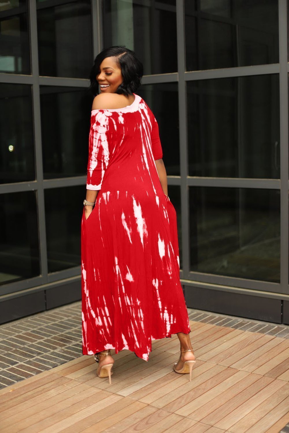 🔥💃Loose Graffiti Tie-Dye Pocket Midi Dress