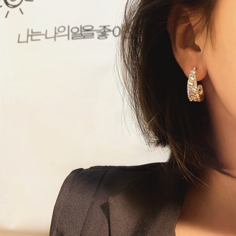 Hot sale 💥  silver  Fancy diamond geometric earrings