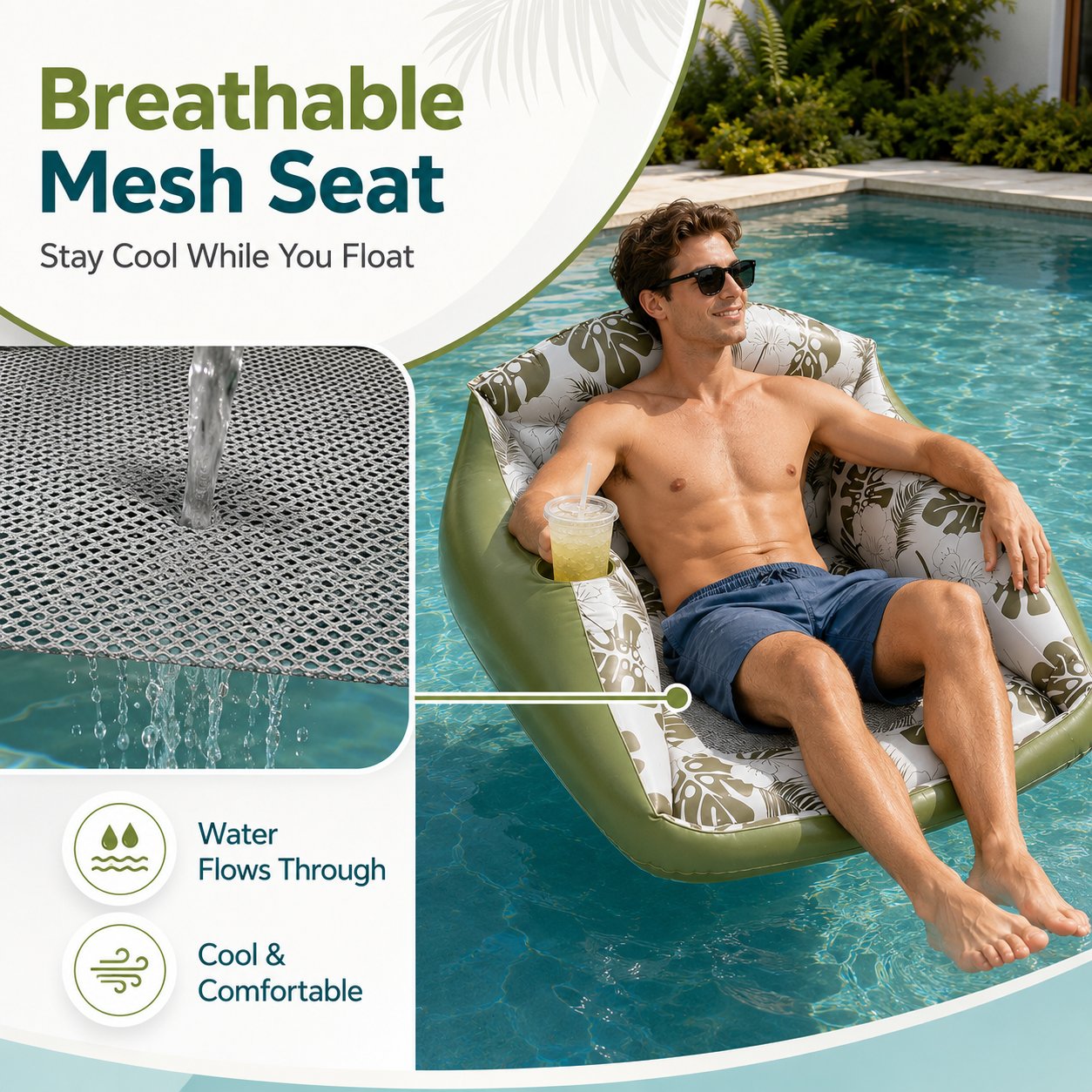 3-in-1 Inflatable Pool Lounge Chair