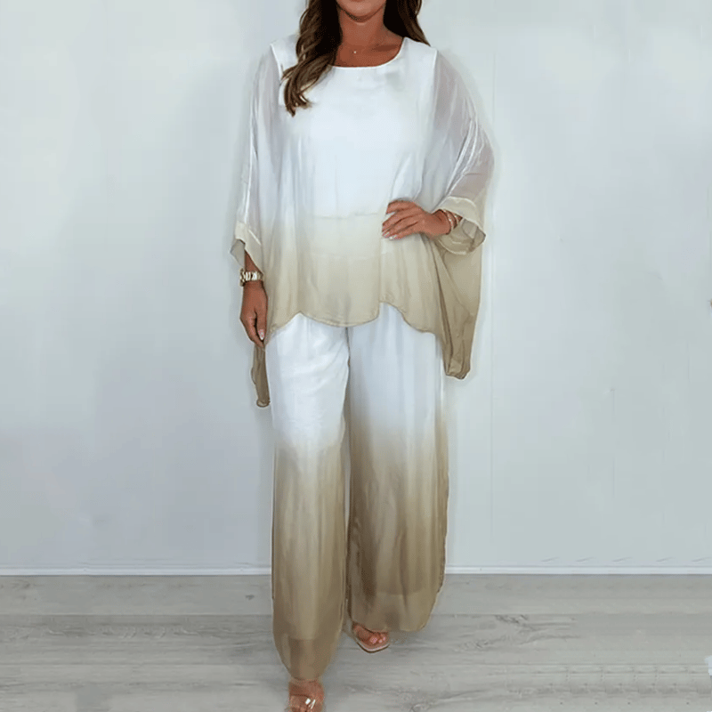 ✨Mesh Mix Dip Dye Loose Flowy Top and Pants Set