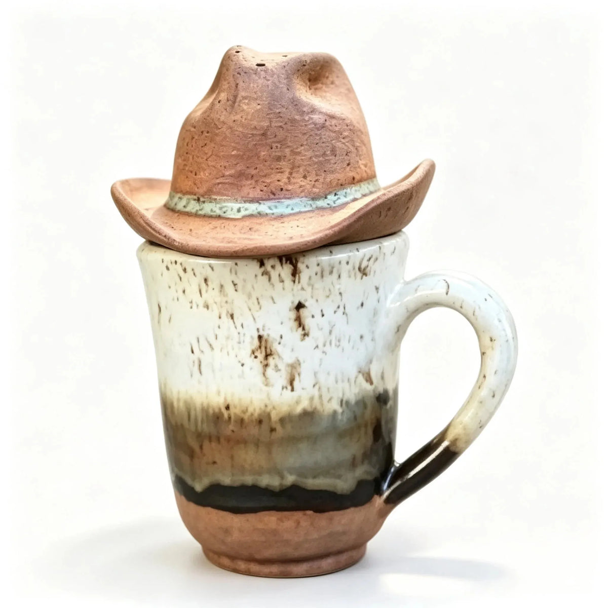 🎉| Western Handmade Cup with Hat Tea Strainer & Cowboy Boot Coaster, Rustic Farmhouse Gift