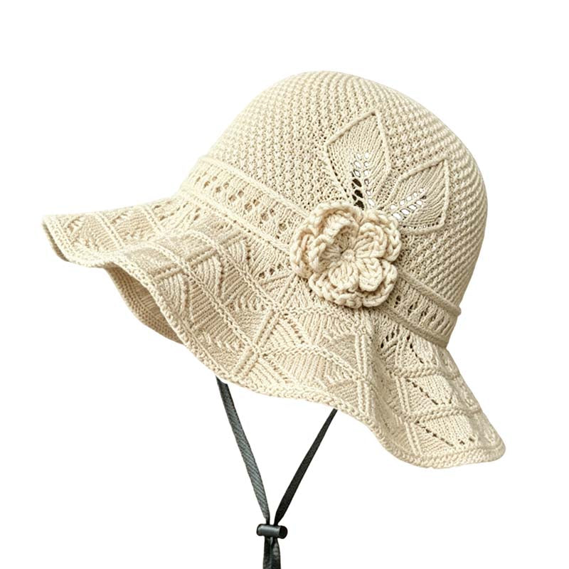 🔥Women's Crochet Bucket Hat with Flower Accent