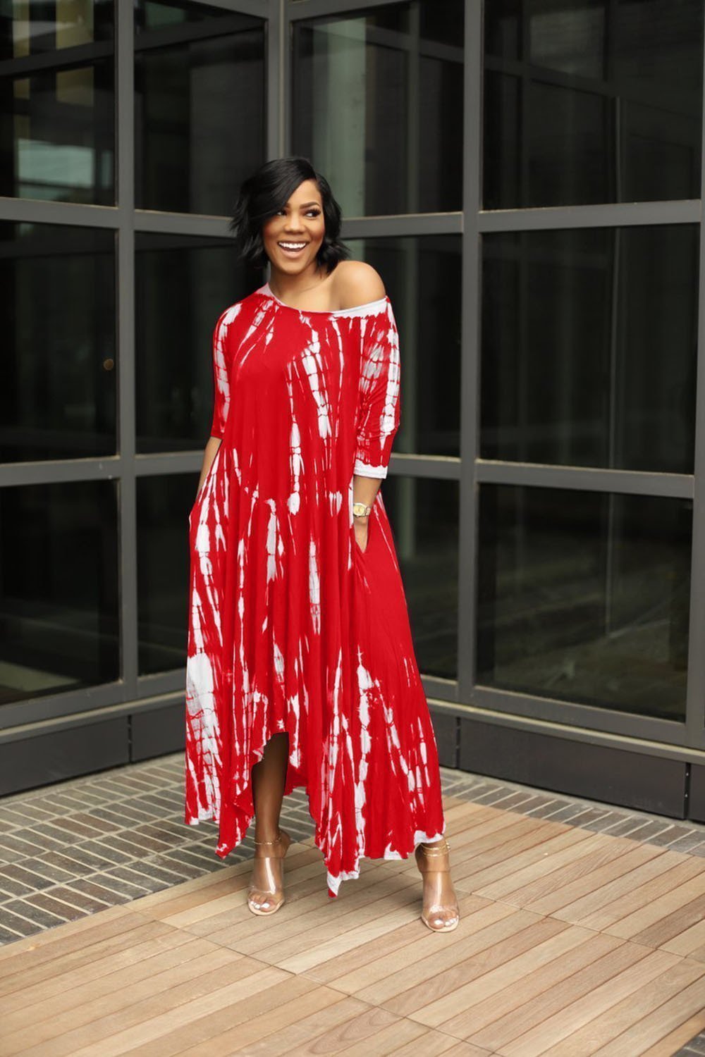🔥💃Loose Graffiti Tie-Dye Pocket Midi Dress