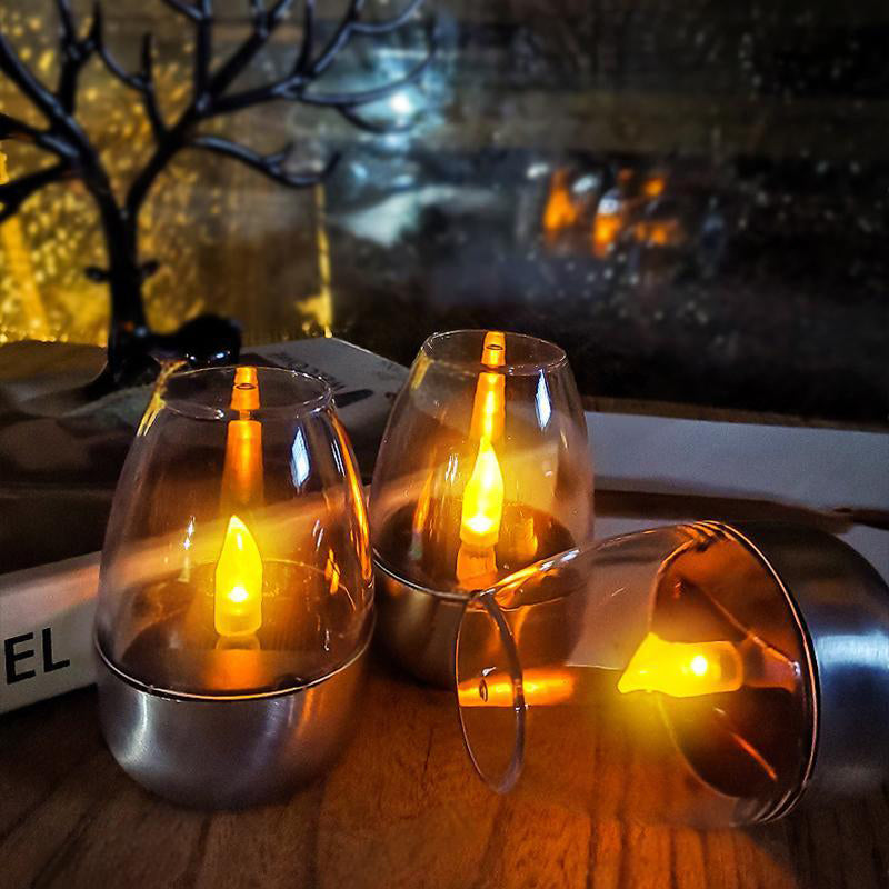 💖Solar Power Tea Lights Outdoor Flameless Flicker IP65 Waterproof Table Lamp LED Candles with Dusk to Dawn Sensor