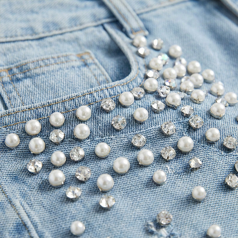 🔥Limited-time offer-Elegant Embellished Denim Pants for Women
