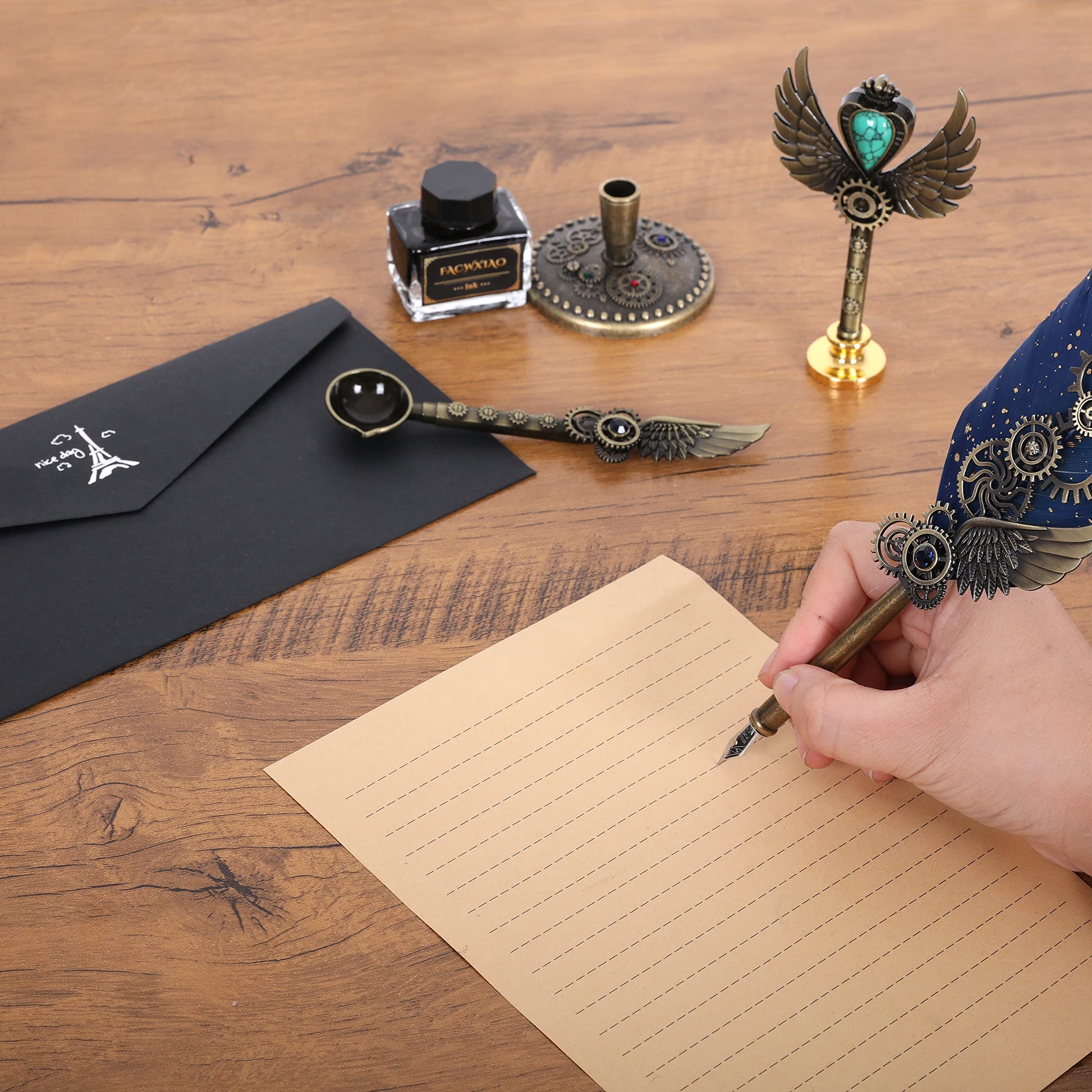 (🎄Early Christmas Sale - Save 49% OFF & Buy 2 Free shipping)  Steampunk Quill Pen Set with Ink Set