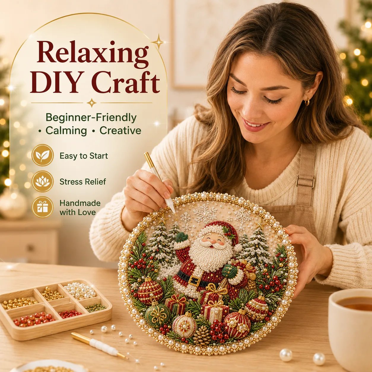 🔥HOT SALE🔥🌸🌻🍂🎄✨ Four Seasons & Holiday Pearl Art Hanging Wreath Kit | Luxury Flocked Canvas with Scratch-Resistant Non-Fading Pearl Beads DIY Handmade Seasonal Decor 💎