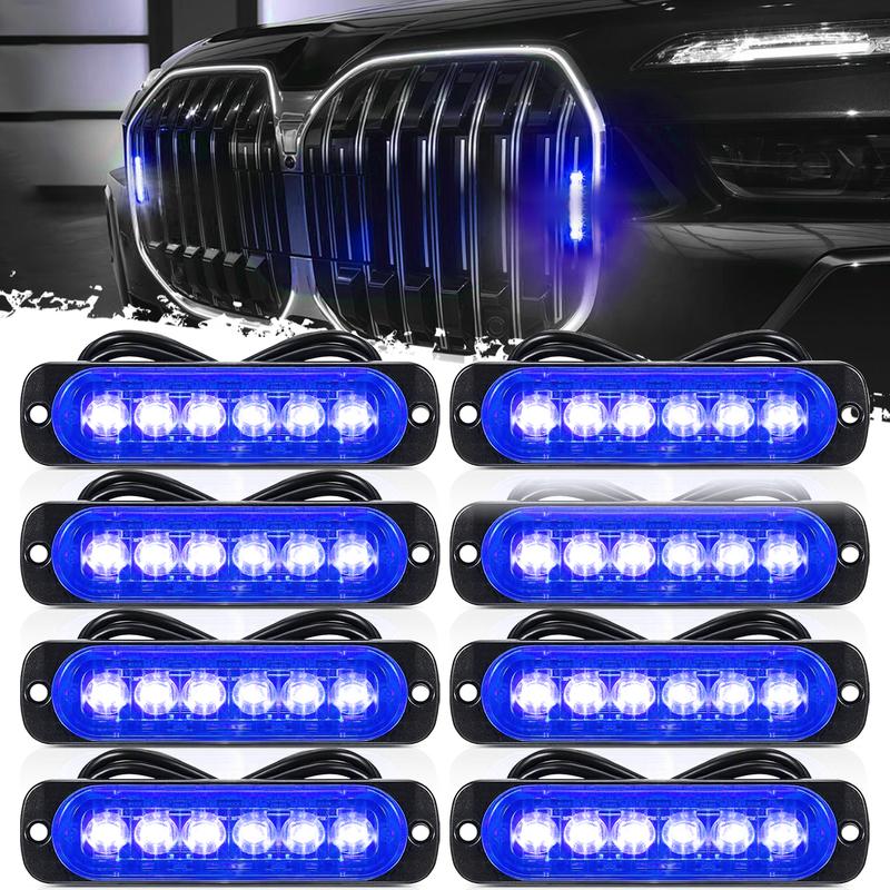 Dual-Color LED Strobe Warning Light |  Red and White Warning Light for Car Truck, Roadside Safety, Home Emergency Kits