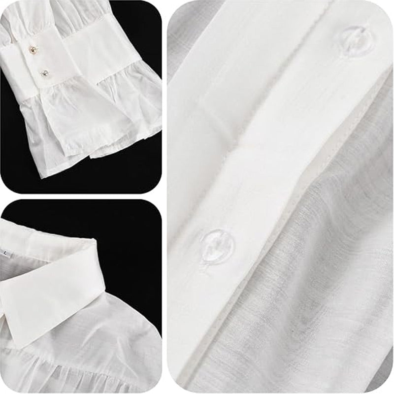 Women's Solid Color Sheer Flared Sleeve Shirt
