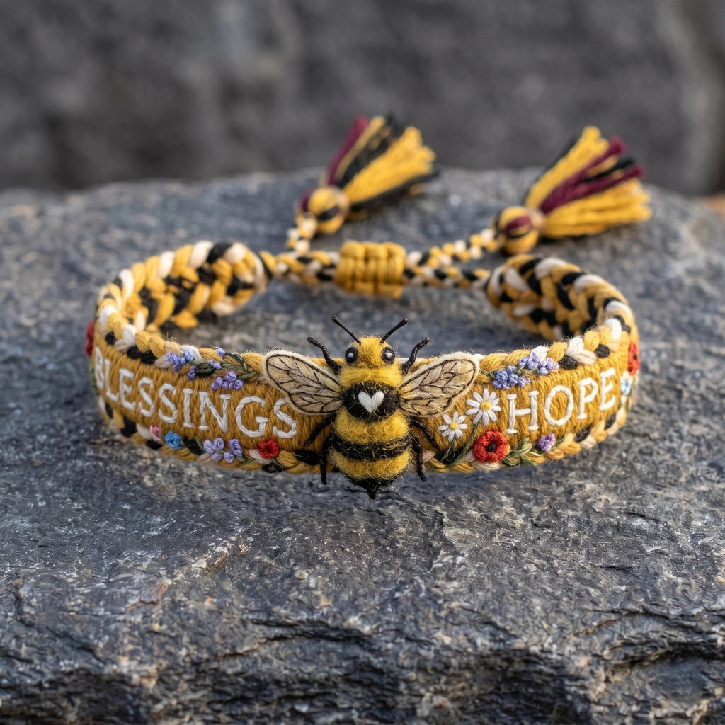 🌼 Benedizioni e speranza 🐝 Braccialetto intrecciato a mano in edizione limitata 2026 con motivo ape.