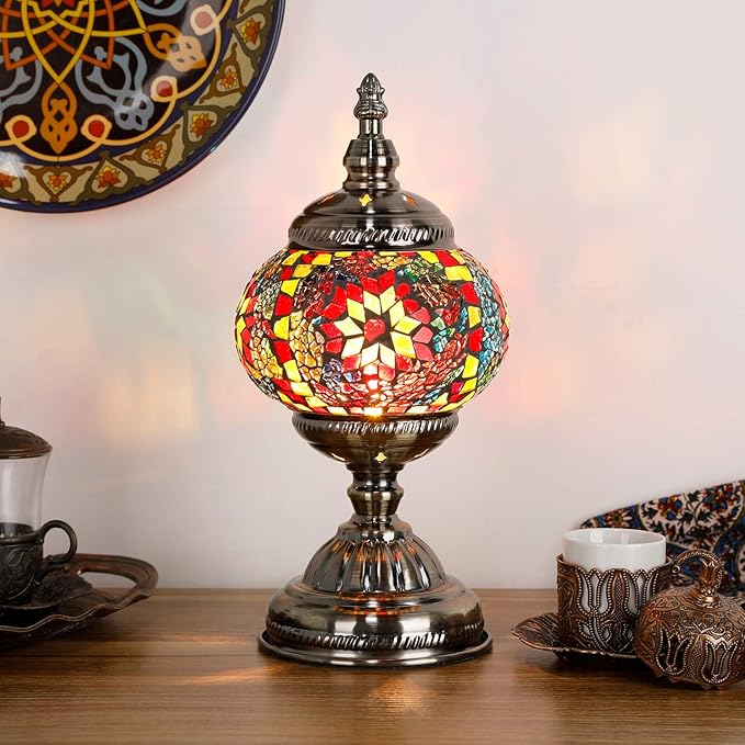 Bohemian Vintage Stained Glass Lamp
