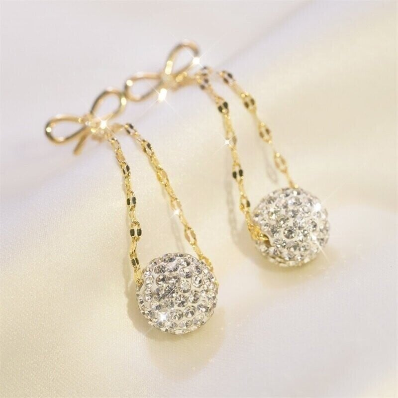 Bow Diamond Ball Earrings