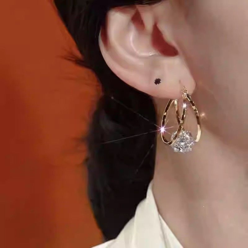 🌸 🌸Double Hoop Sparkling Zirconia Ball Earrings