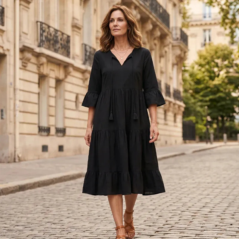 Women's Summer Tiered Tassel A-Line Dress