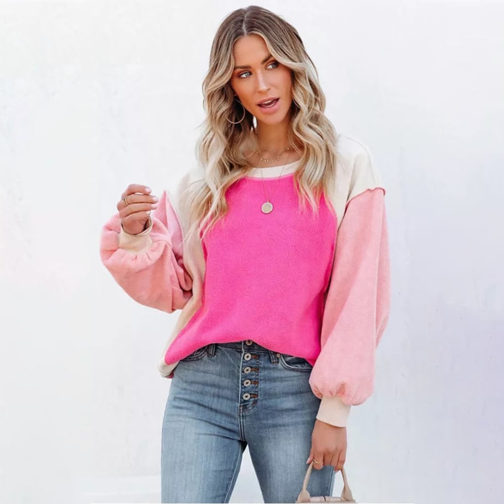 Colorblock Long Sleeve Pullover Sweatshirt