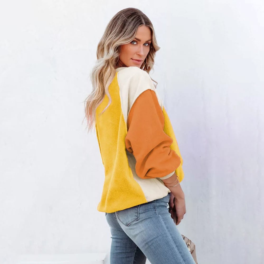 Colorblock Long Sleeve Pullover Sweatshirt