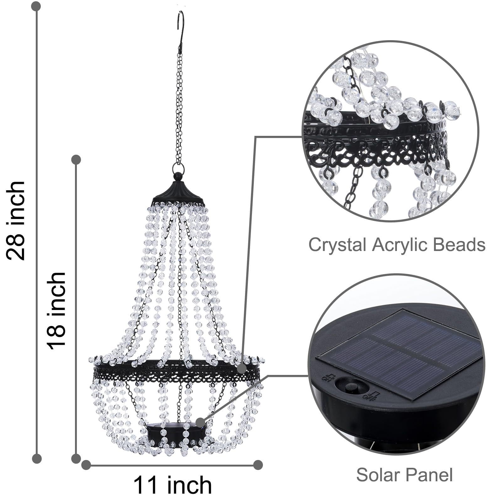 🔥Limited-Edition Solar Hanging Acrylic Crystal Chandelier Outdoor Garden Decorative Lights👍
