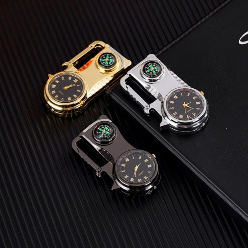 🔥HOT SALE🔥Multifunctional lighter with watch🔥 — — Watch/compass/keychain/bottle opener/cool lamp in one