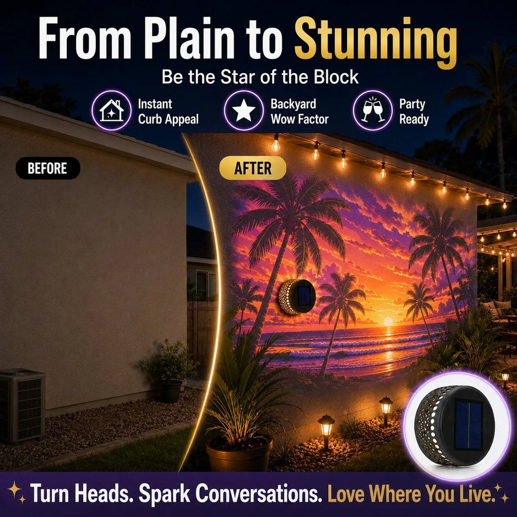 🔥HOT SALE🔥✨Smart App-Controlled Solar Wall Projection Light (Custom DIY Patterns & Team Logos Edition)