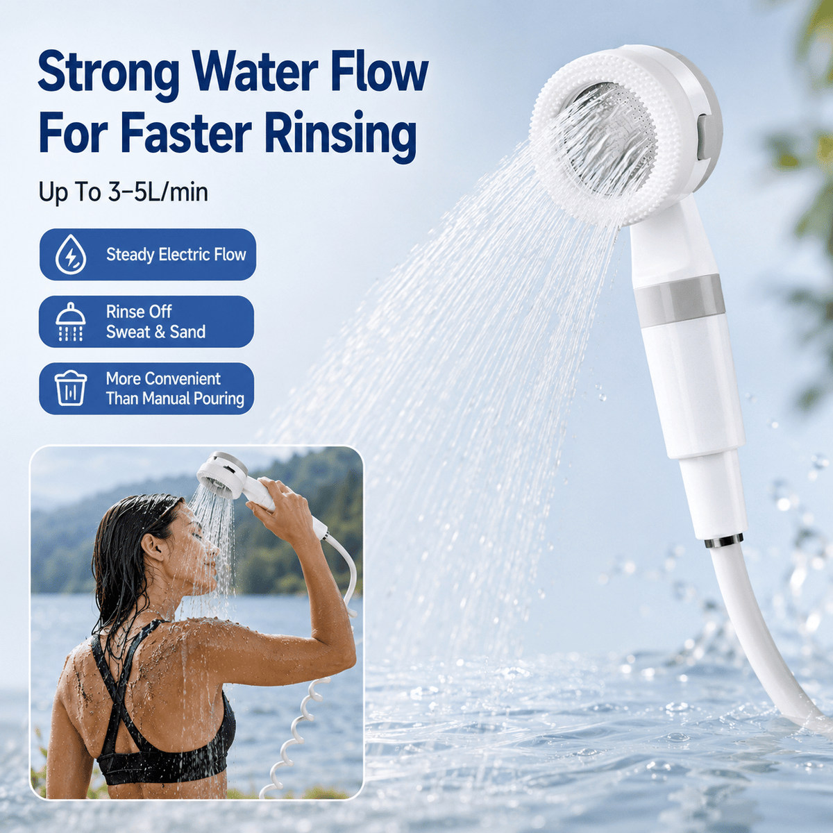 Rechargeable Portable Electric Outdoor Shower