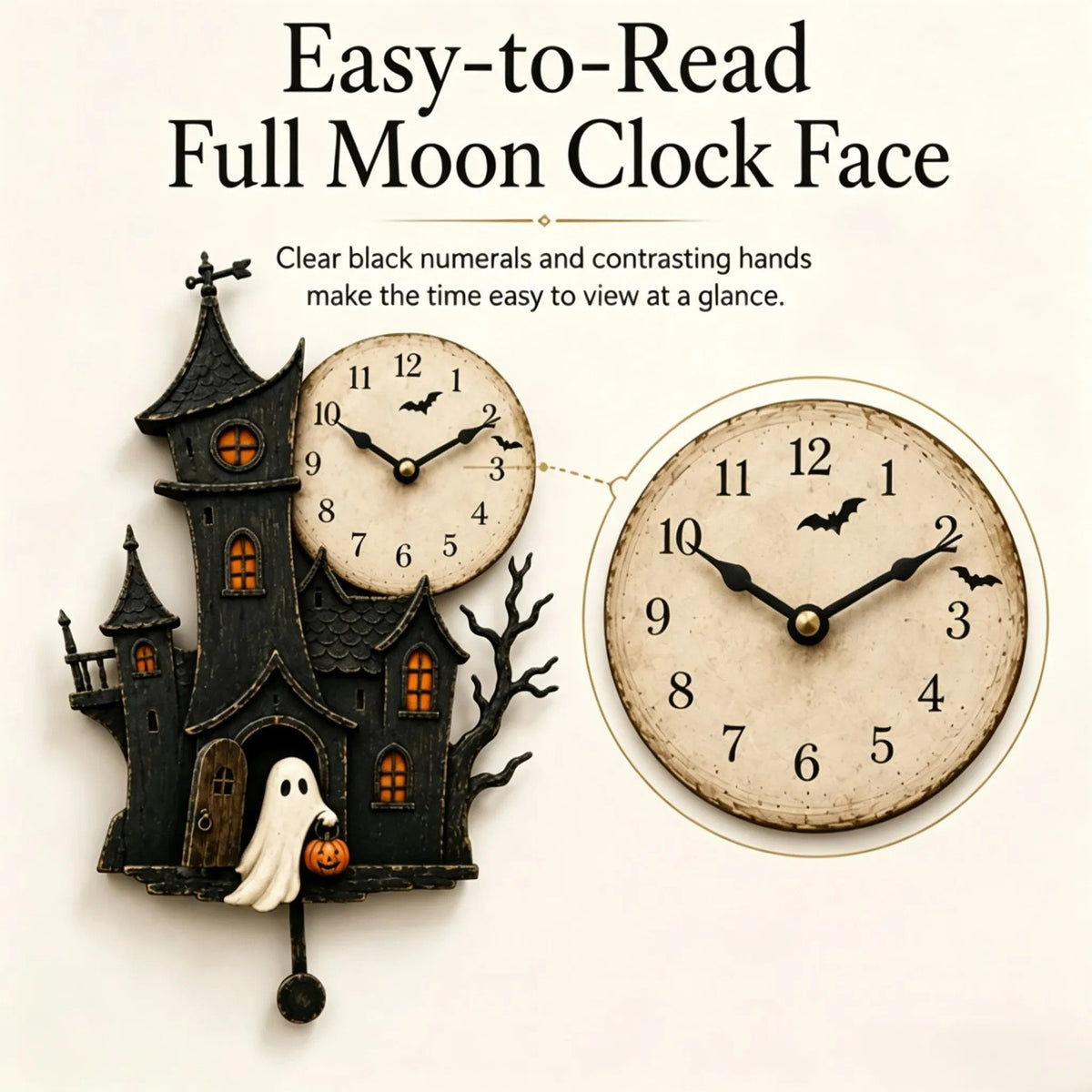 👻🎃 Whimsical Halloween Haunted Mansion Wall Clock