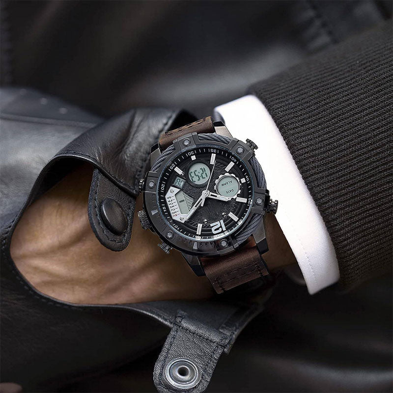 📢📢⏰Multifunctional Dual Display 3ATM Waterproof Men's Quartz Sports Watch