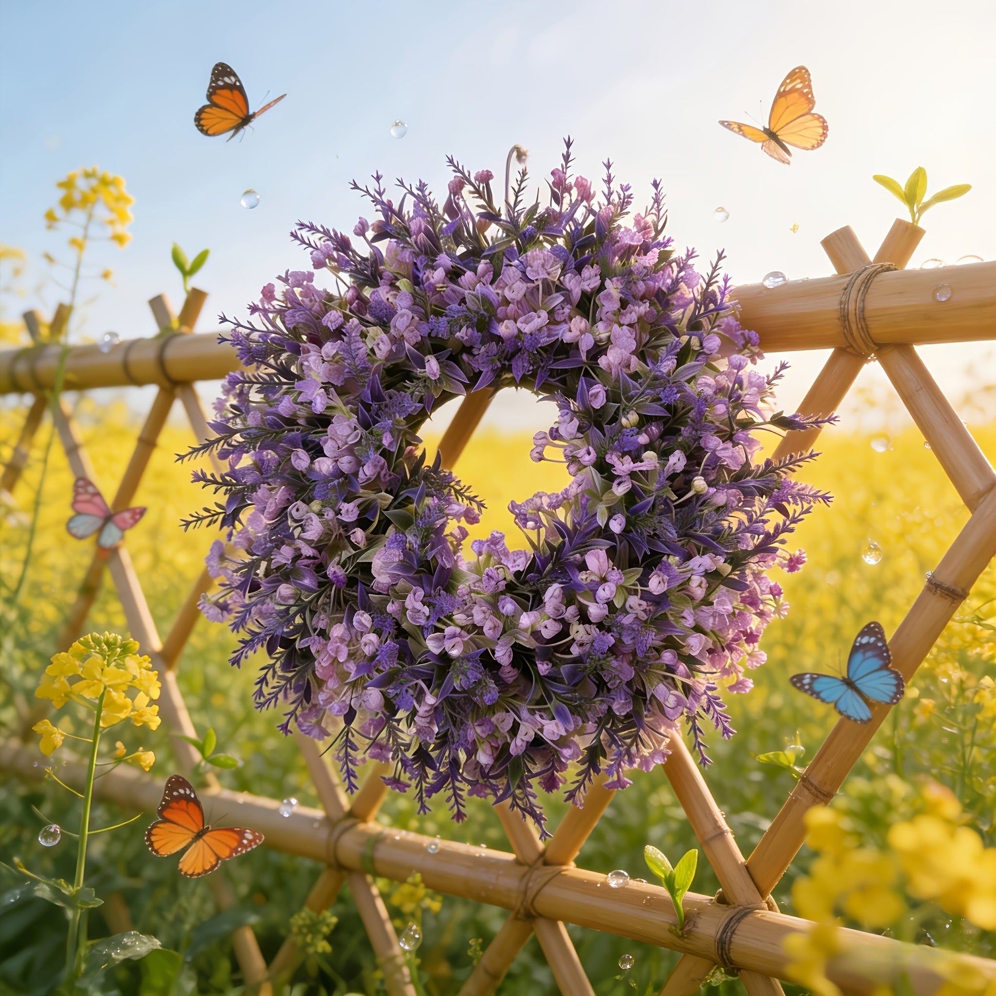 13.78-inch Lavender Artificial Flower Wreath 🌸💜