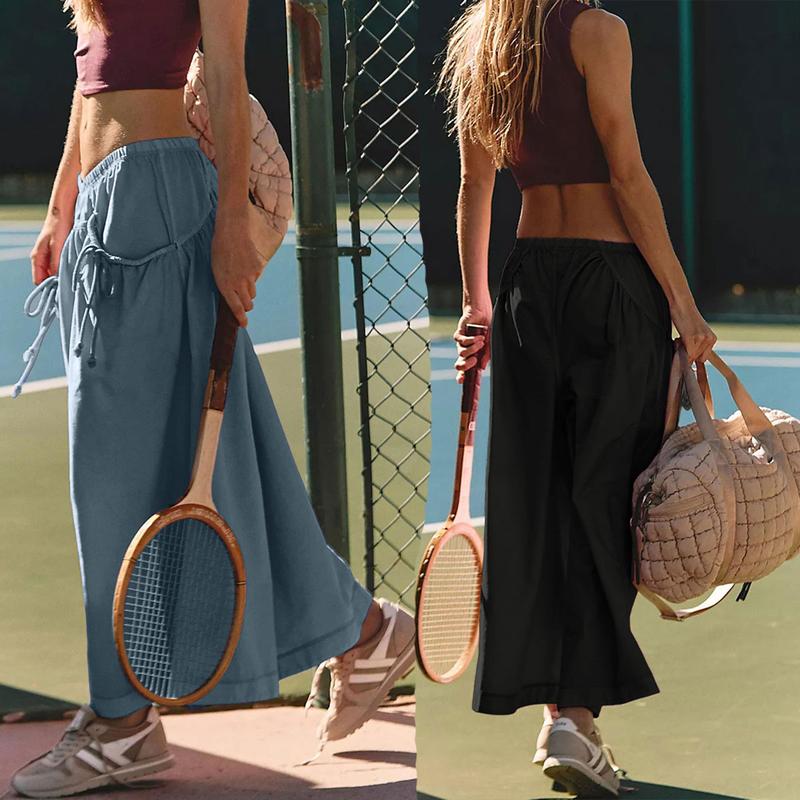📣Today's big price cut - 49%🎁Women's Loose Wide Leg Track Pants Boho Style Drawstring Pockets Elastic Waist Capri Hiking Parachute Pants
