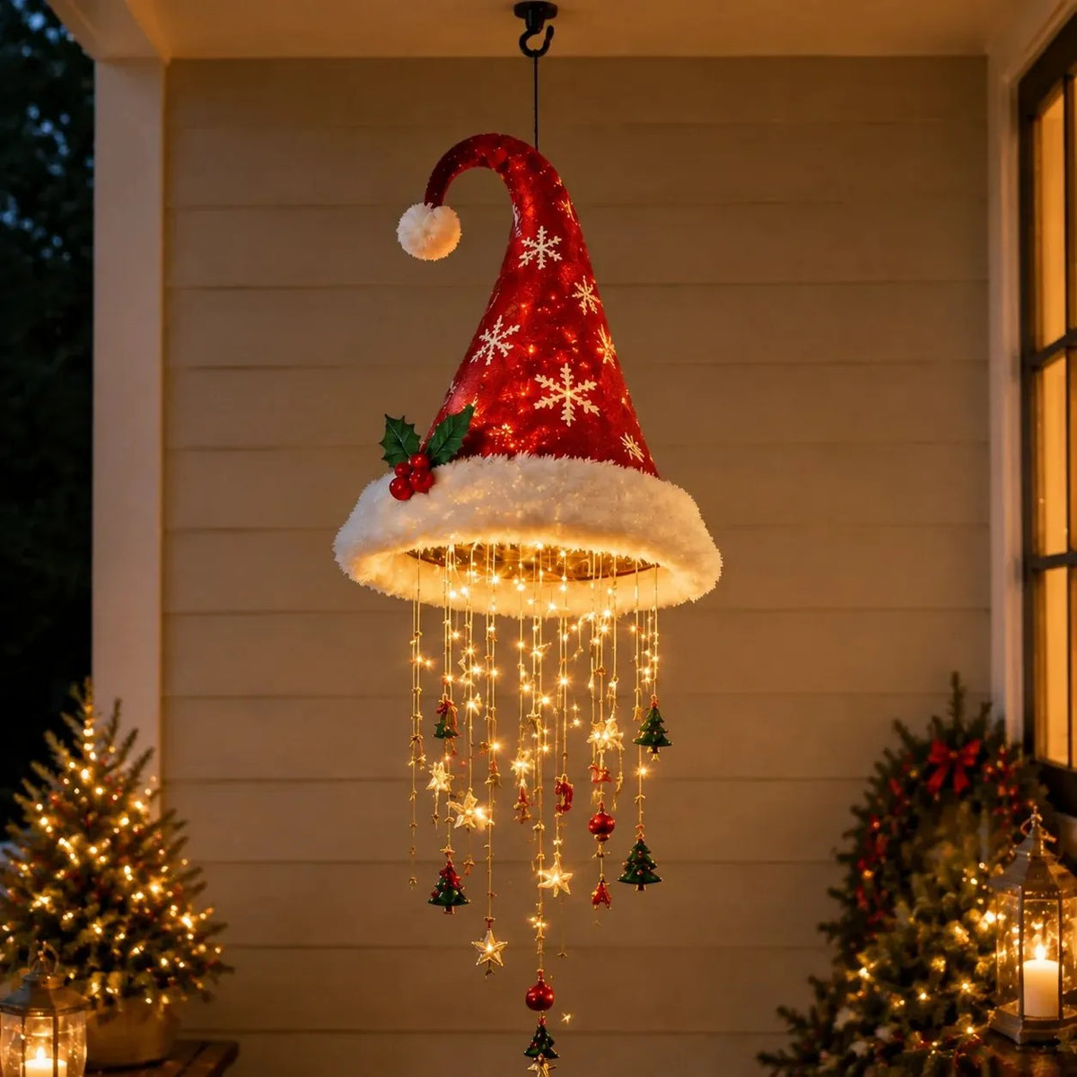 🎅 Santa Hat Hanging Chandelier 🎄