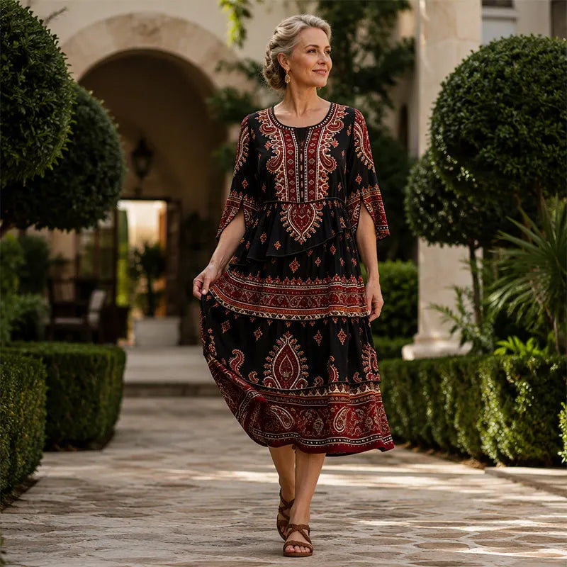 💃Women’s Bohemian V-Neck Tiered Ruffle Dress