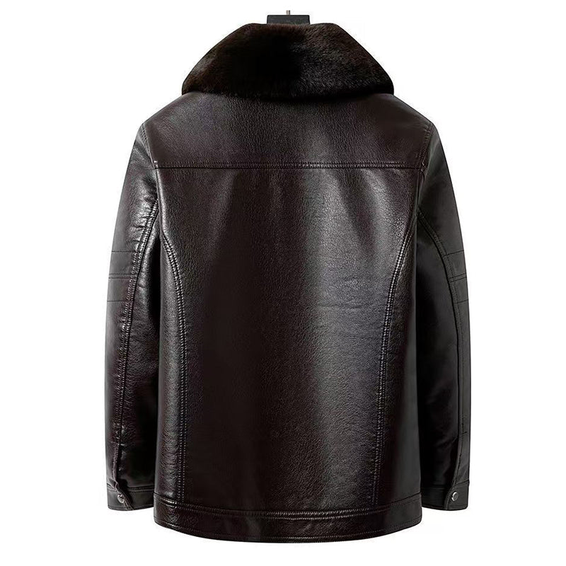 🔥Hot Sale🔥Men's Winter Leather Jacket with Plush Lining