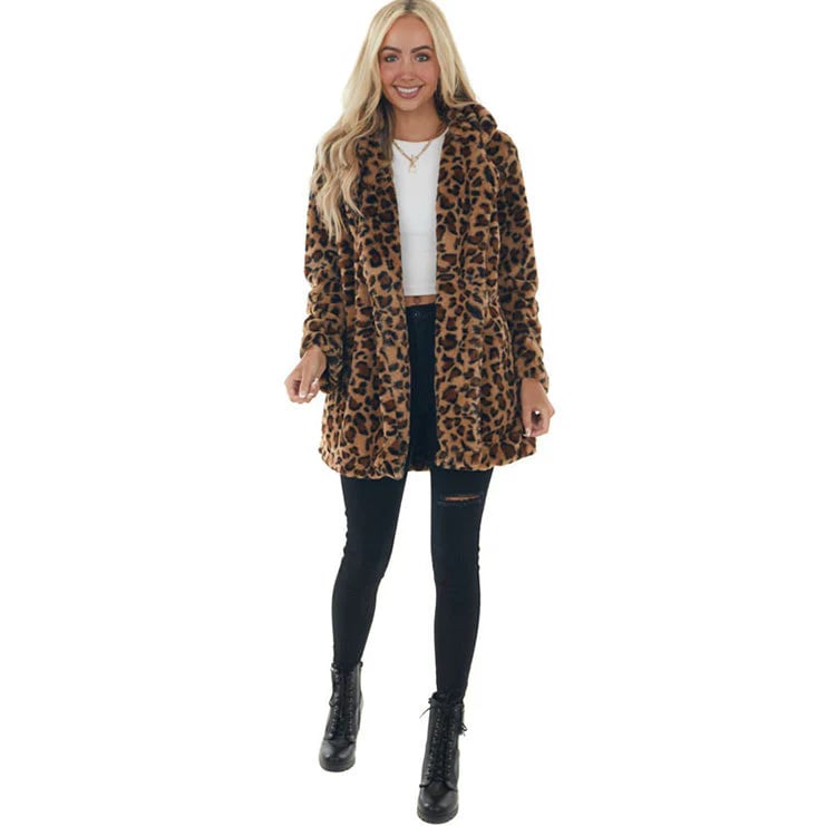 Chic Leopard Plush Coat