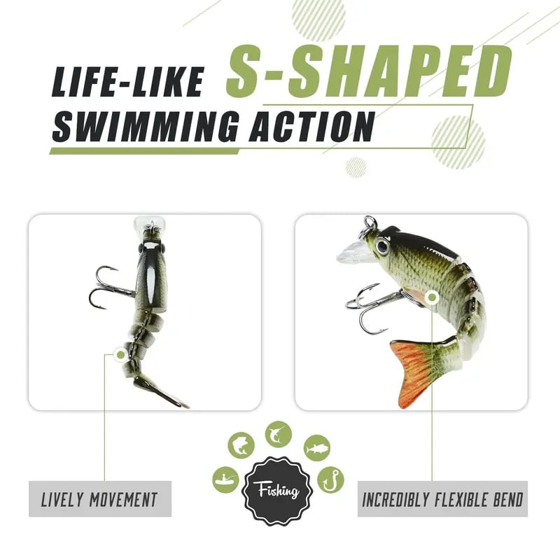 🌟🎣 Easy Catch SwimMax Lures with BKK Hooks 3D Realistic Eyes