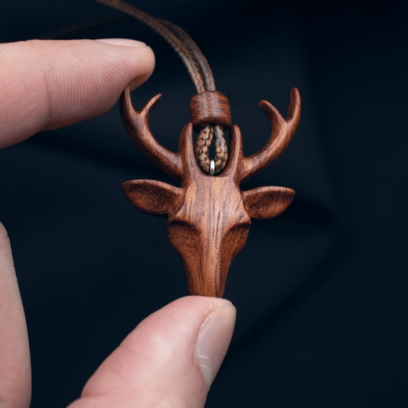 Handmade Deer Wooden Pendant-Animal Necklace