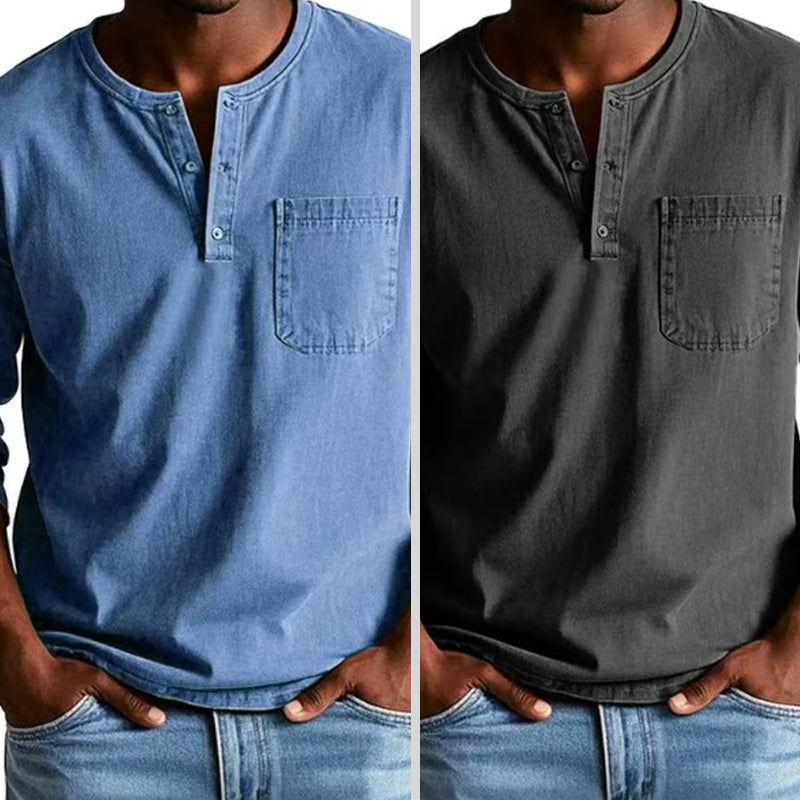 🔥🔥Men's Fashion Vintage Distressed Pocket Long-Sleeve Shirt