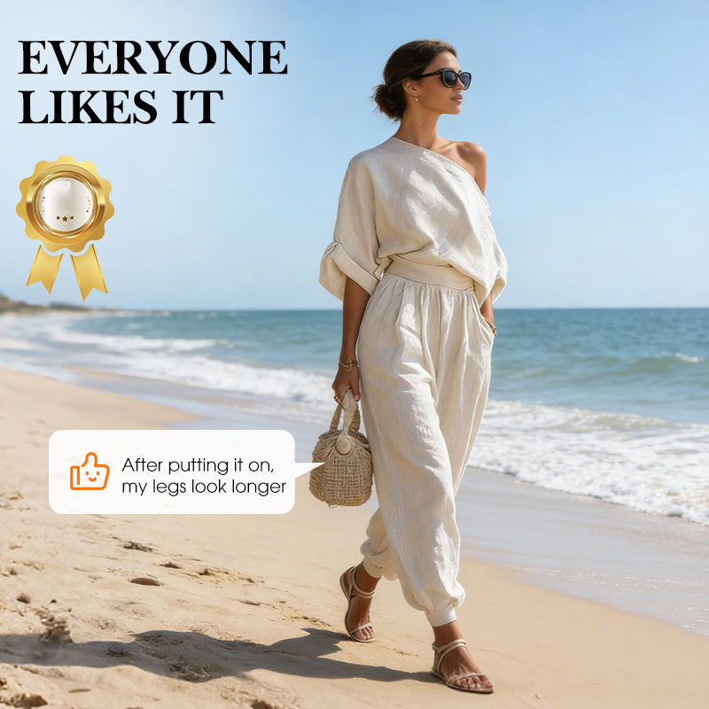 Women's Asymmetrical One-Shoulder Top & Pants Set