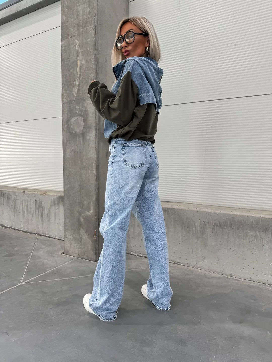 Women's Hooded Denim Patchwork Sweatshirt🍂