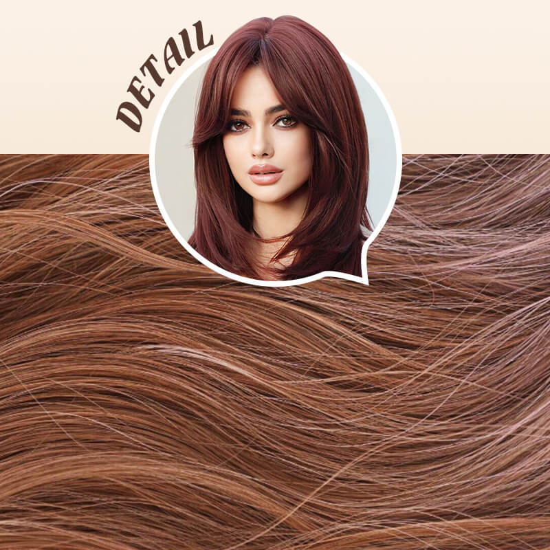 💕Wig long hair Layered bangs wigs