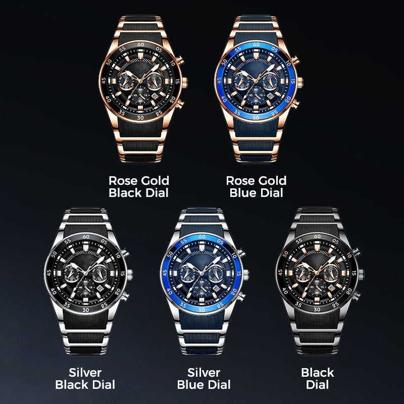 ✨ Men's Waterproof Multifunctional Quartz Watch – Chronograph Design, Luminous Hands & Stainless Steel 🌊