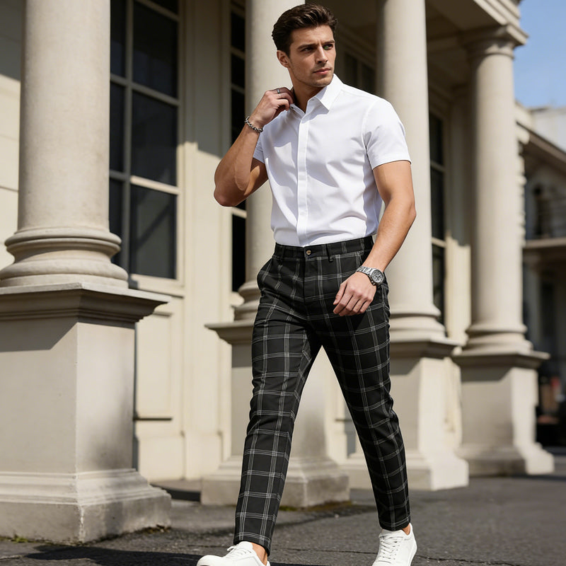📢📢⏰Men's Slim-Fit Plaid Trousers