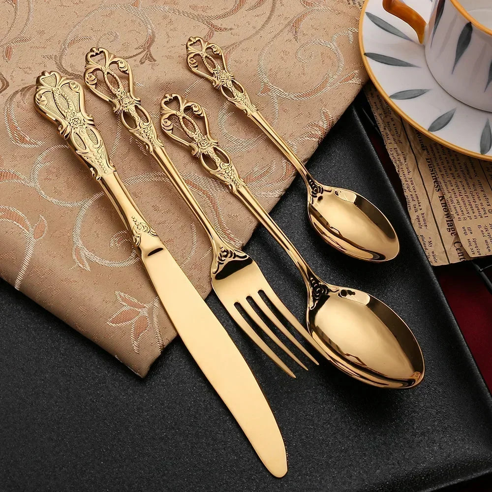 24-Piece Gold Flatware Set – Elegant Cutlery for Luxurious Dining