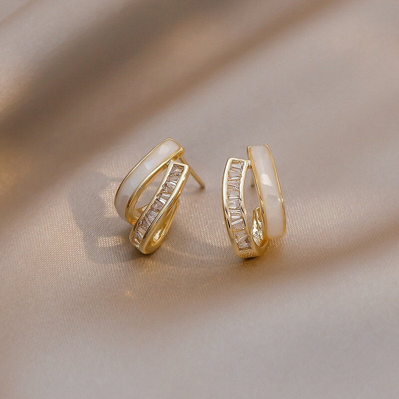 Earrings Fritillaria shine zircon ear