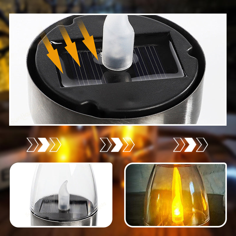 💖Solar Power Tea Lights Outdoor Flameless Flicker IP65 Waterproof Table Lamp LED Candles with Dusk to Dawn Sensor