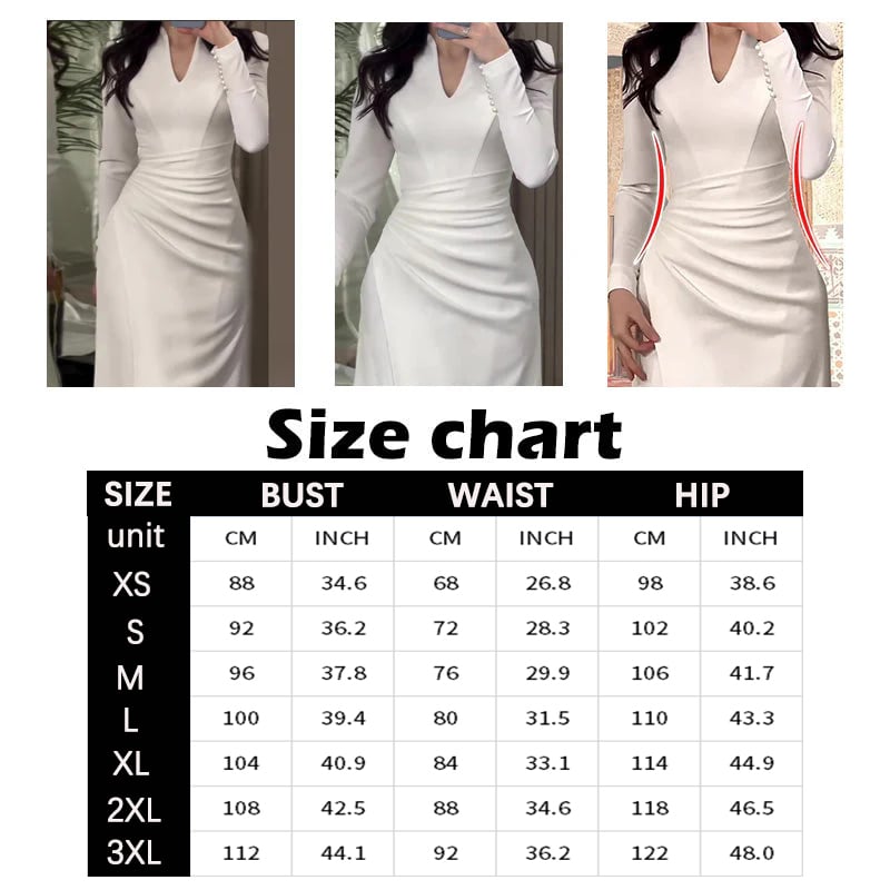 Graceful Slim Long-sleeve Pleated Dress