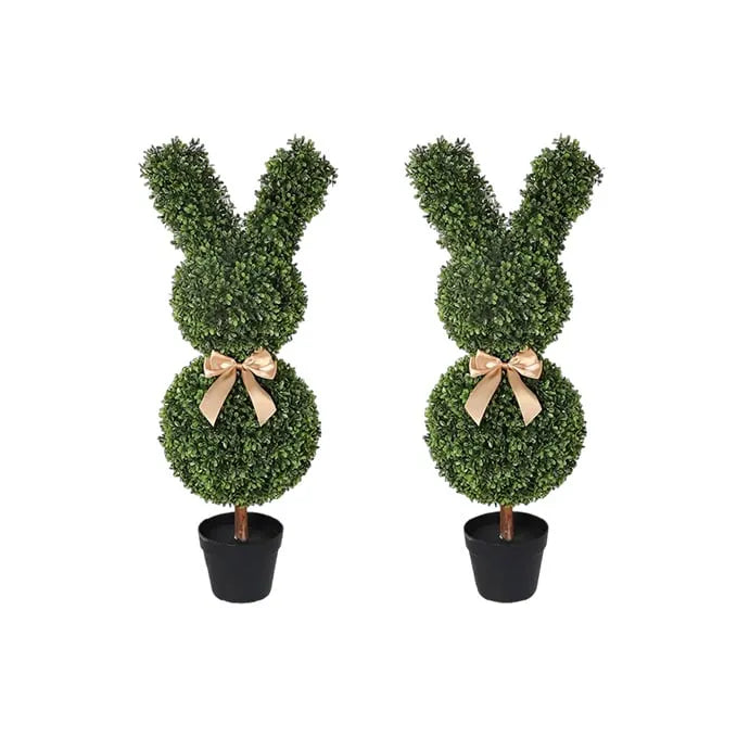 Outdoor Artificial Turf Bunny-Shaped Topiary Tree