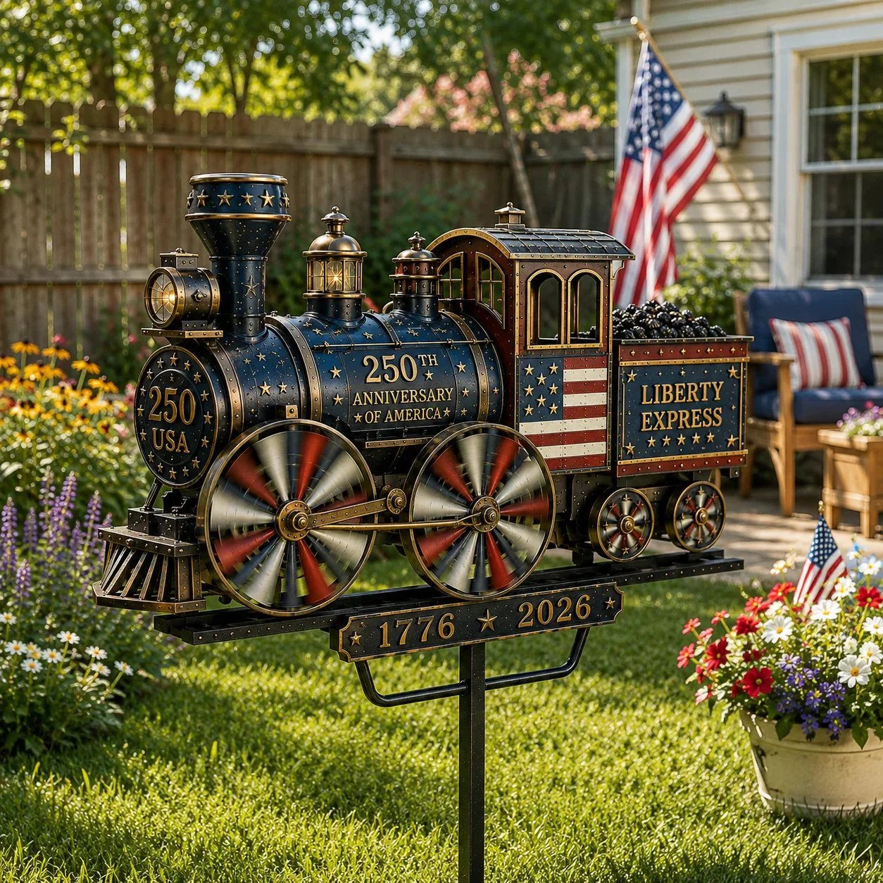 🔥🔥🚂USA 250 “Liberty Express” Train Garden Wind Spinner