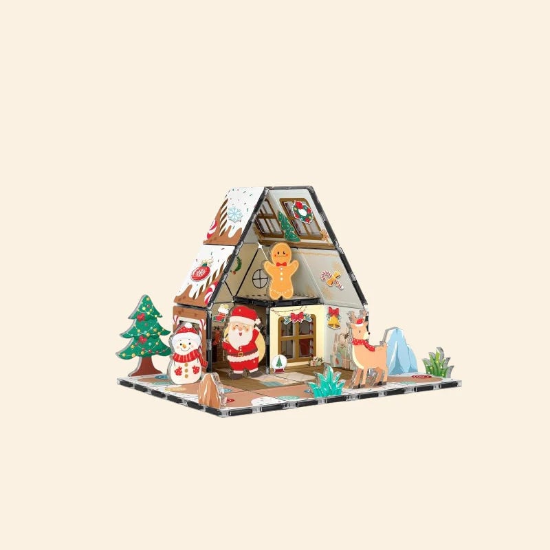 🏆Magnetic Gingerbread House Building Set