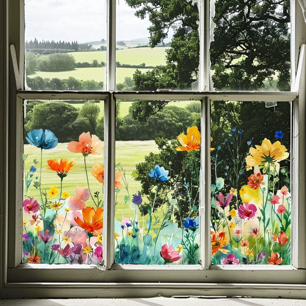 💐💞Colorful Floral Bouquet Window Sticker