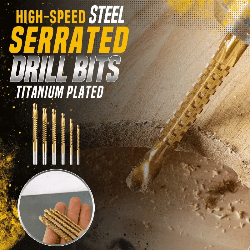 🔥HOT SALE🔥✨ Twist Drill Bit Set – Titanium-Coated, Serrated, Multi-Material 🔩