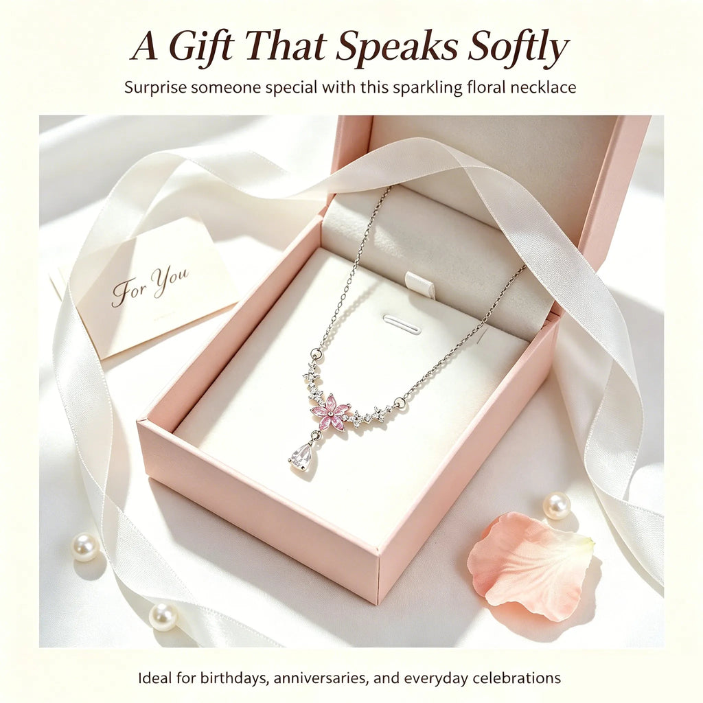 Sakura Star Teardrop Necklace - Glowing Collarbone Jewelry for Her